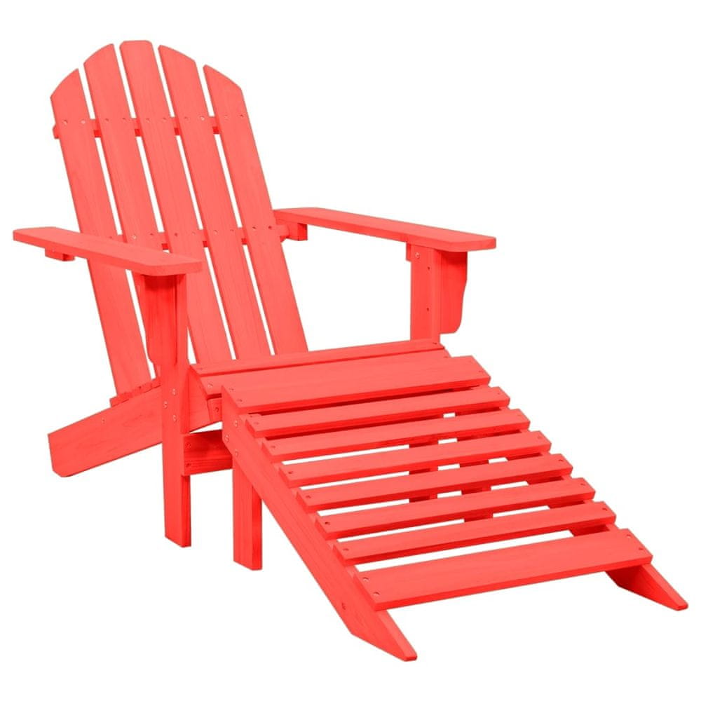 Vidaxl Záhradná stolička Adirondack s otomanom jedľový masív červená